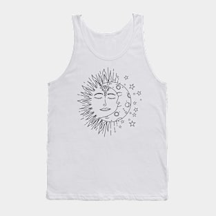 Celestial Sun Moon Black and White Tank Top